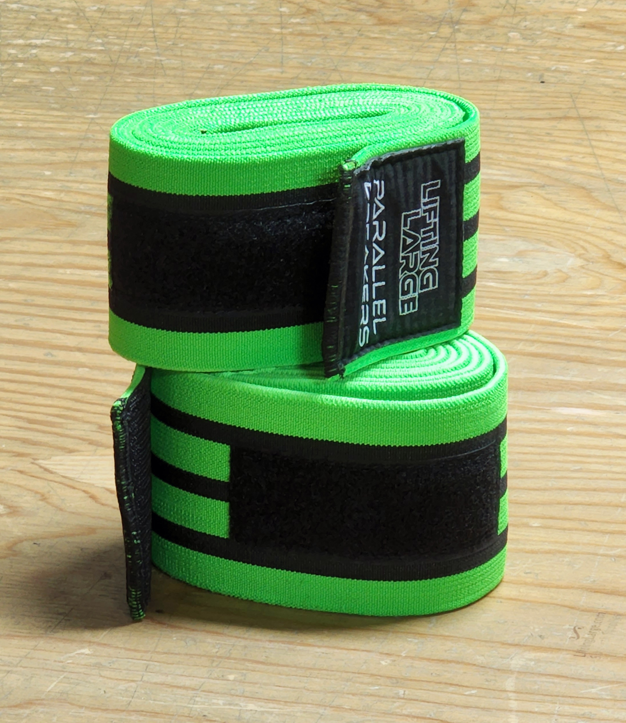 Green Parallel Breaker Powerlifting Knee Wraps with Velcro